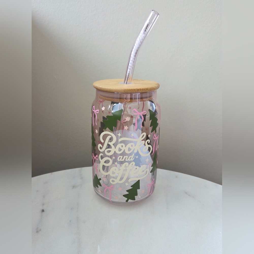 🟣FIRM PRICE🟣 NEW Books And Coffee Libbey 16oz Glass Can